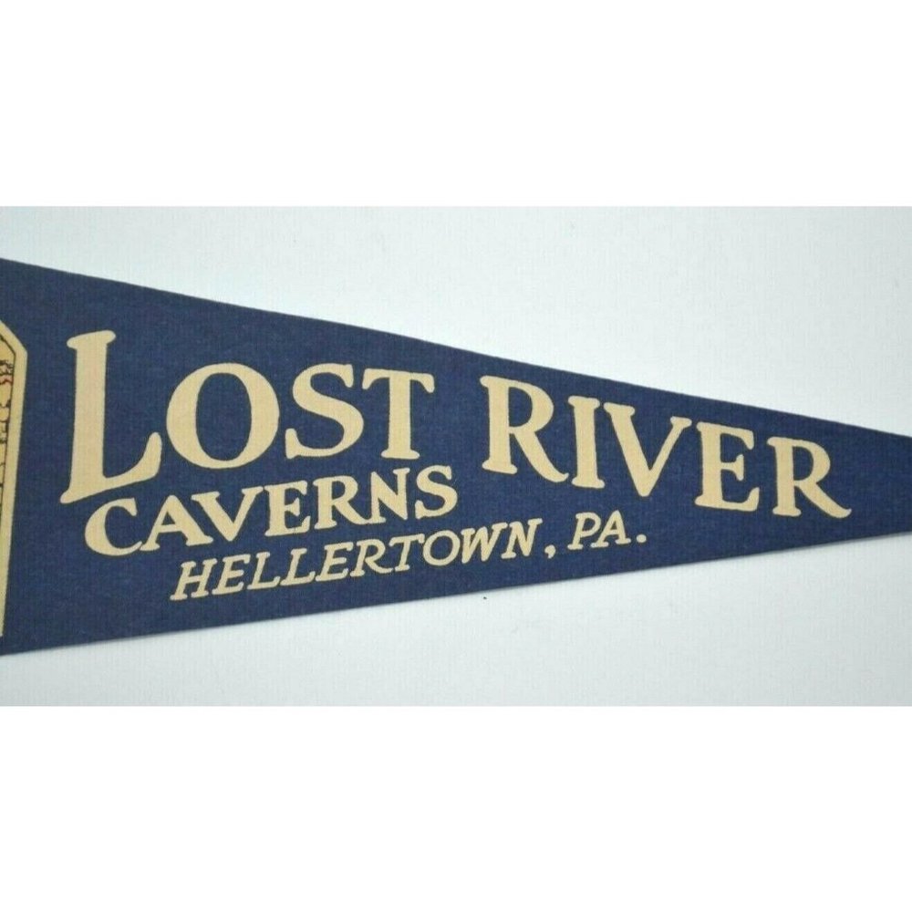 VINTAGE Lost River Caverns Hellertown, PA Felt Flag Pennant 9" x 26.5" - Picture 3 of 3